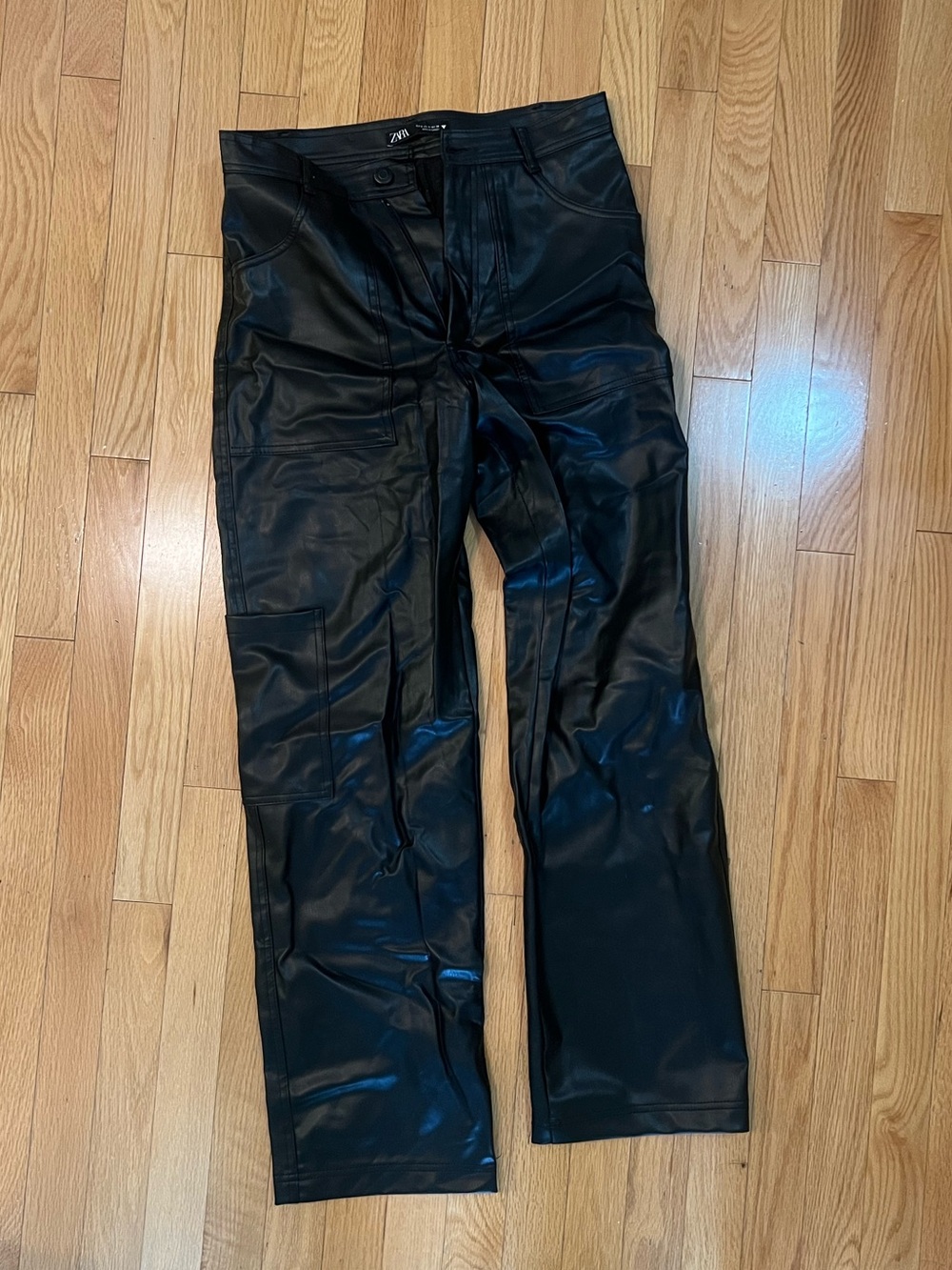Zara womens Black Faux Leather Pants
